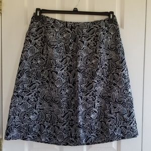 Talbots skirt black with leaf pattern